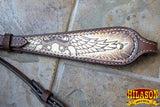 Hilason Western Horse Headstall American Leather Cross Gun Angel Wing