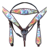 Western Horse Headstall Breast Collar Set Tack American Leather  Hilason