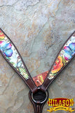 Hilason Western Horse Breast Collar Headstall American Leather Dark Brown Floral