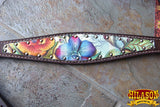 Hilason Western Horse Breast Collar Headstall American Leather Dark Brown Floral