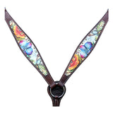 Hilason Western Horse Breast Collar Headstall American Leather Dark Brown Floral