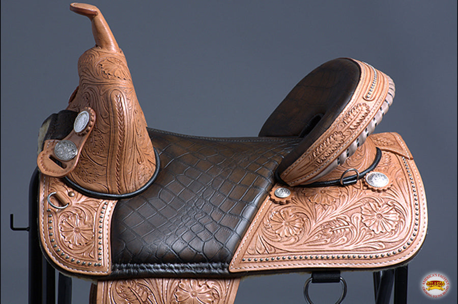 HILASON Western Horse Treeless Trail Barrel Saddle American Leather | for Horses