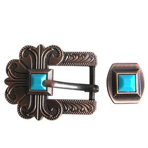 3/4 Hilason Western Style Belt Buckle for Saddle Tack Headstall Concho Turquoise/Brown - Uhorse
