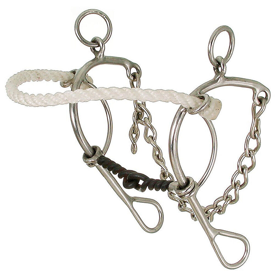 7 In Shank Tough 1 H. Bit Kelly Silver Star Twisted Rope Nose Combo – by Hilason – Cowboy and equestrian accessories