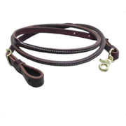 Hilason 8' Western Leather Latigo Round Roper Reins with Snap End