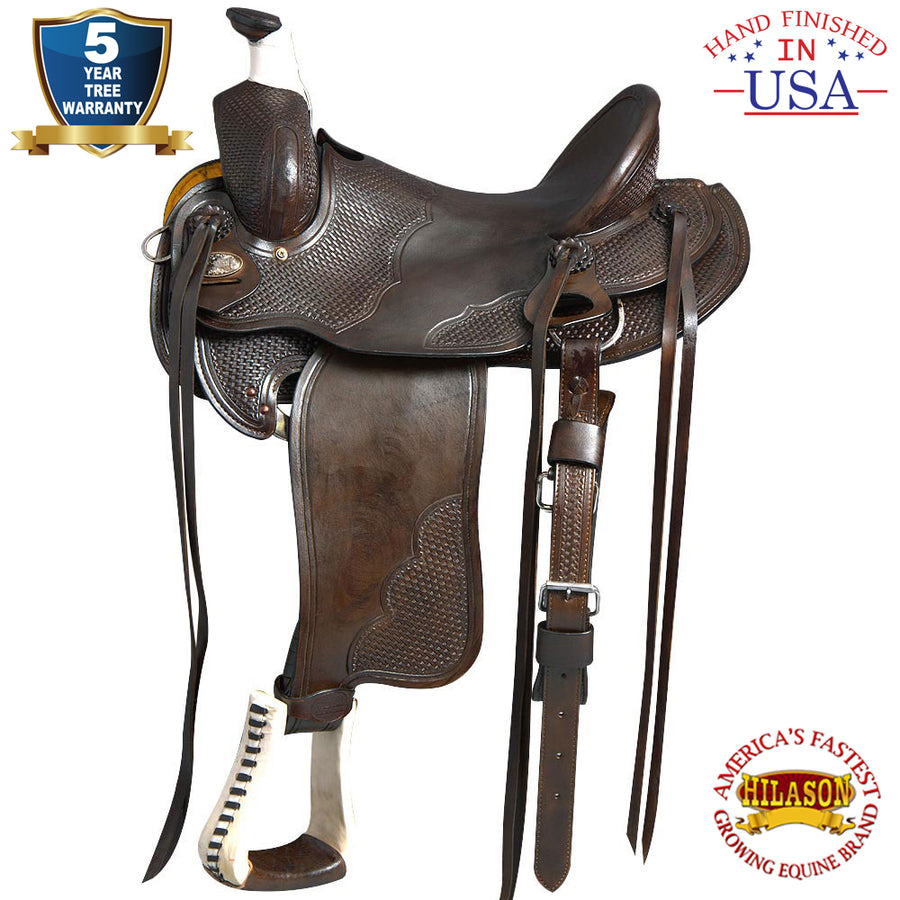 16 In W. H. Saddle American Leather Ranch Roping Cowboy Hilason – by Hilason – Cowboy and equestrian accessories