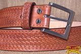 Leather Gun Holster Belt Handmade Buffalo Hide Stitched Hilason