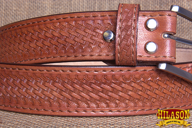 HILASON Western Genuine Leather Belt for Men Women Cowboy Cowgirl Handmade Basketweave Unisex Heavy Duty