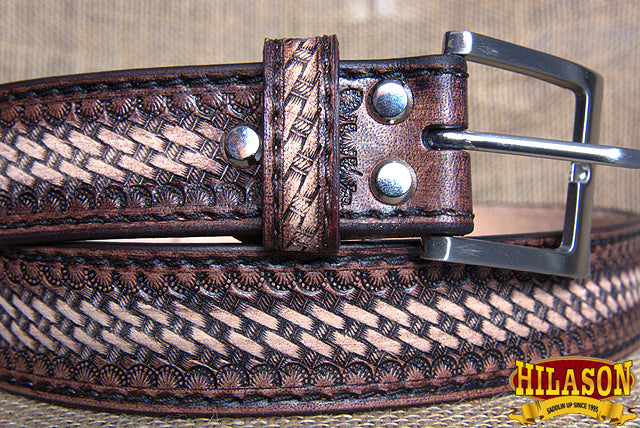 HILASON Western Genuine Leather Belt for Men Women Cowboy Cowgirl Handmade Unisex Full Grain Heavy Duty Tooled Jeans