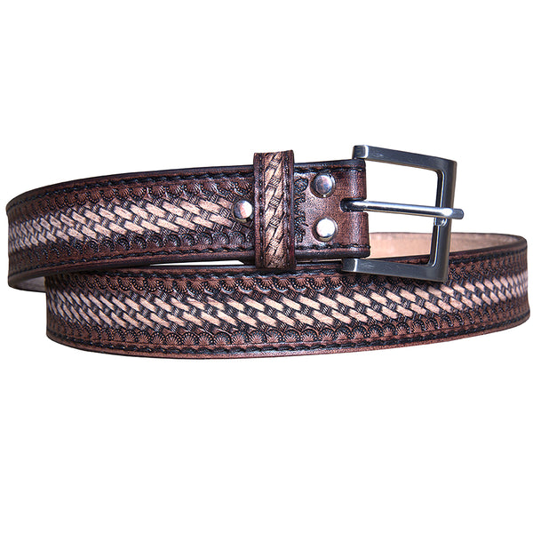 HILASON Western Genuine Leather Belt for Men Women Cowboy Cowgirl Handmade Unisex Heavy Duty Basketweave Belt for - Uhorse