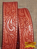 HILASON Western Genuine Leather Belt for Men Women Cowboy Cowgirl Handmade Unisex Full Grain Heavy Duty Floral Tooled