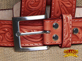 HILASON Western Genuine Leather Belt for Men Women Cowboy Cowgirl Handmade Unisex Full Grain Heavy Duty Floral Tooled