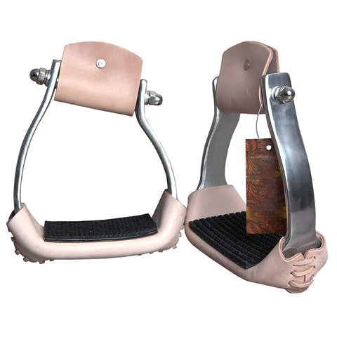 Hilason Western Aluminium Angled Horse Saddle Stirrups Pair W/ 5 