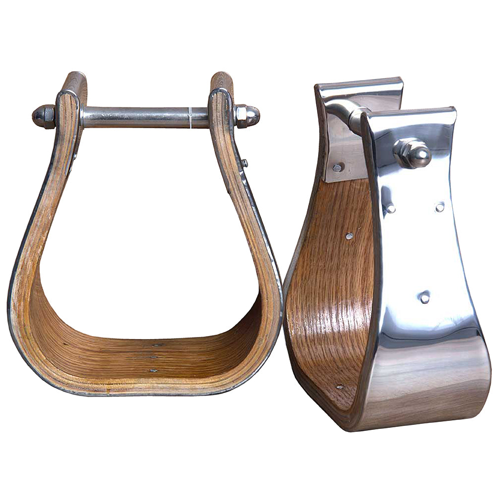 Hilason Western Wooden W/ Steel Horse Saddle Stirrups Pair W/ 3" Thread