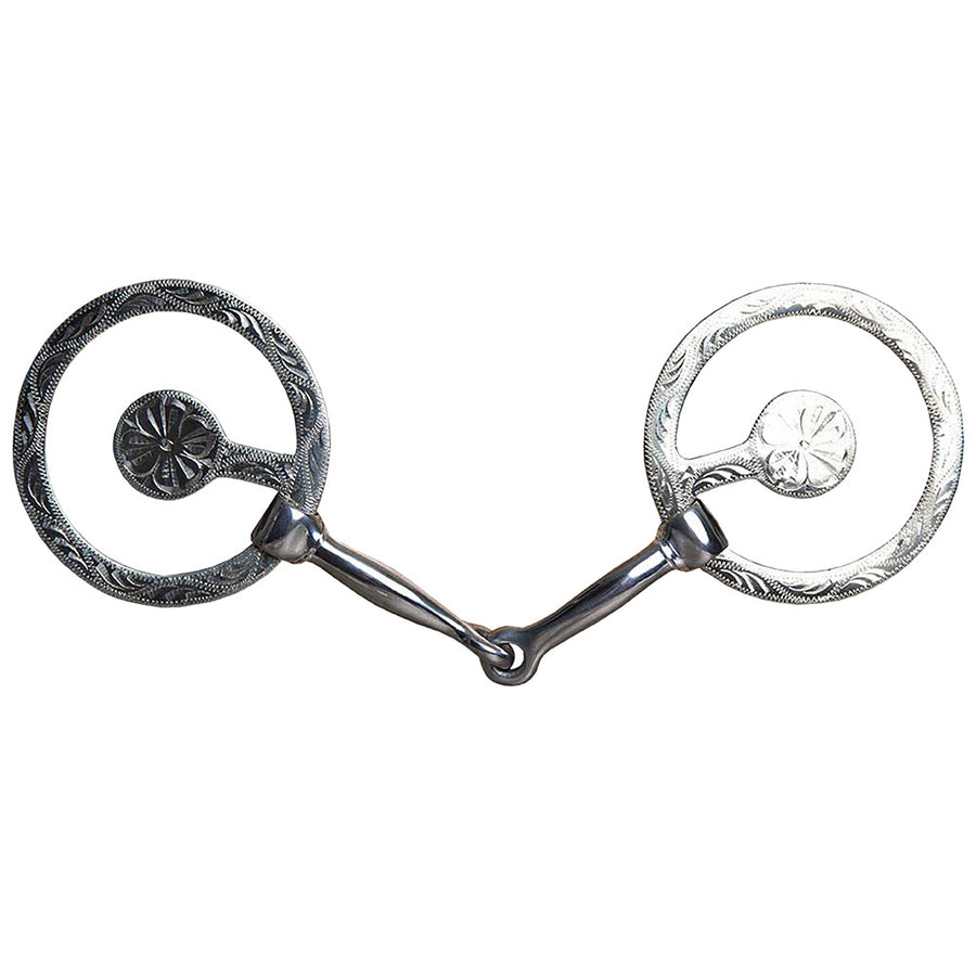 5" Hilason W. Engraved Concho H. Mouth Ring Snaffle Bit by Hilason – Cowboy and equestrian accessories