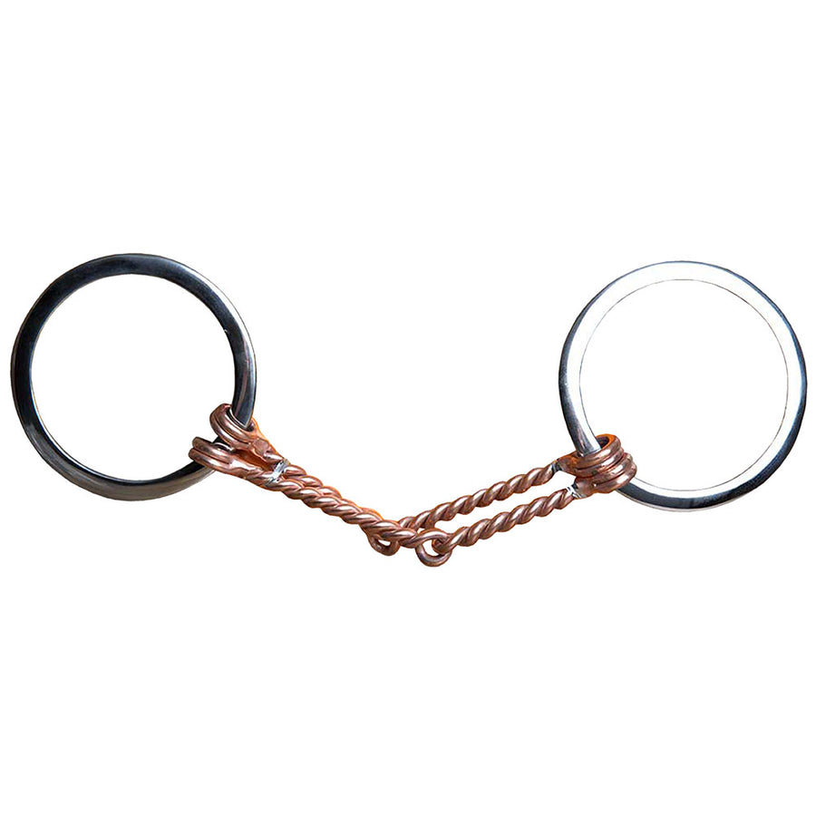 5.5' Hilason W. Copper Twisted Wire Flat Ring H. Mouth Bit 3" – by Hilason – Cowboy and equestrian accessories