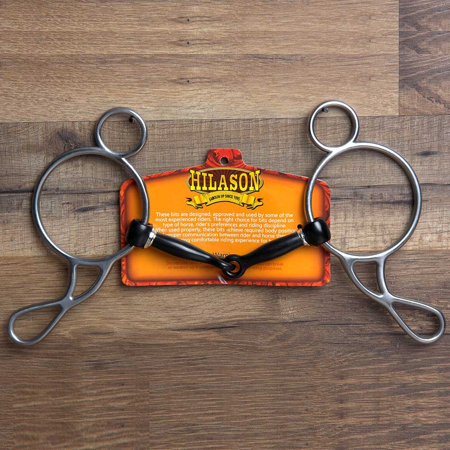 5" Hilason W. Wonder Gag Stainless Steel H. Bit W/ Black Mouth – by Hilason – Cowboy and equestrian accessories