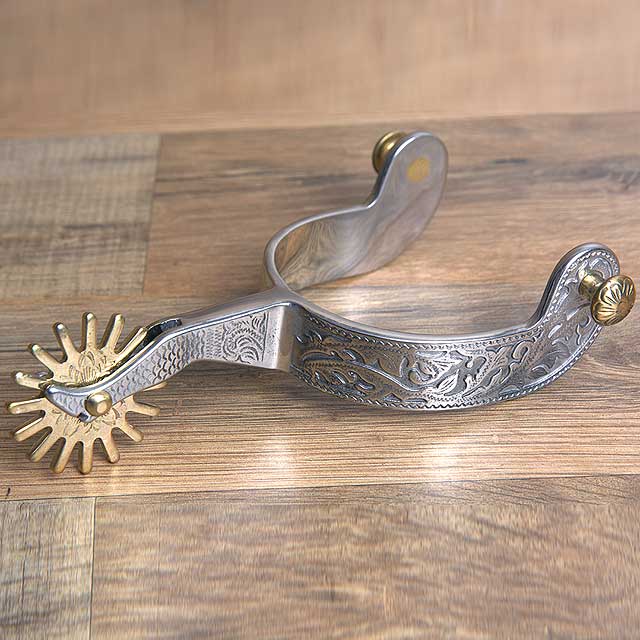 Hilason W. Mens Gal Leg Engraved H. Riding Shank Spurs by Hilason – Cowboy and equestrian accessories