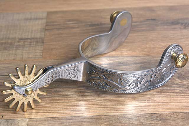 Hilason Western Mens Gal Leg Engraved Horse Riding Shank Spurs