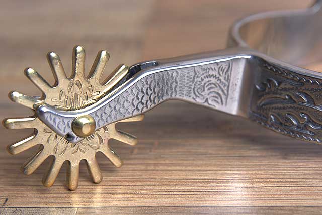 Hilason Western Mens Gal Leg Engraved Horse Riding Shank Spurs