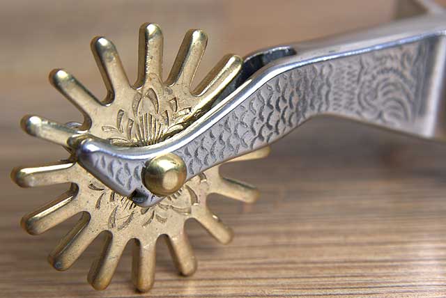Hilason Western Mens Gal Leg Engraved Horse Riding Shank Spurs