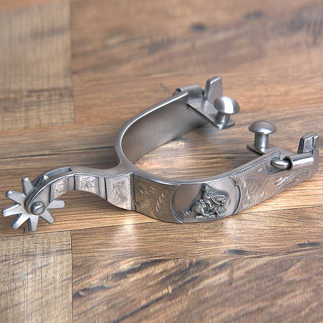 Hilason W. Mens Stainless Steel Brushed Cowboy Engraved H. Riding by Hilason – Cowboy and equestrian accessories