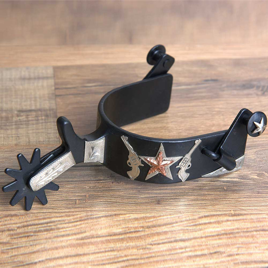 Hilason W. Black Steel Ladies Cross Gun Star H. Riding Show Spurs Pair by Hilason – Cowboy and equestrian accessories