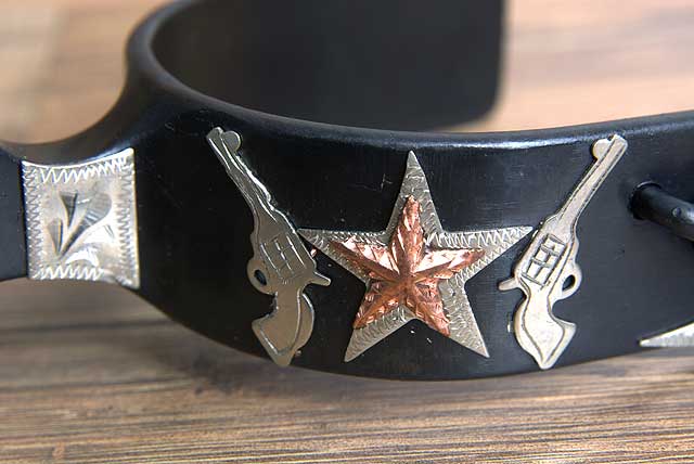 Hilason Western Black Steel Ladies Cross Gun Star Horse Riding Show Spurs Pair