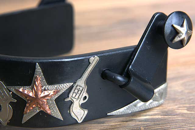 Hilason Western Black Steel Ladies Cross Gun Star Horse Riding Show Spurs Pair