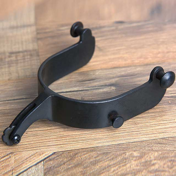 Hilason Western Black Steel men's Rodeo Horse Riding Spurs Pair with 1 Inch Band - Uhorse