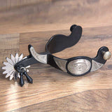 Hilason Western Black Steel Mens Engraved Horse Riding Show Spurs Pair