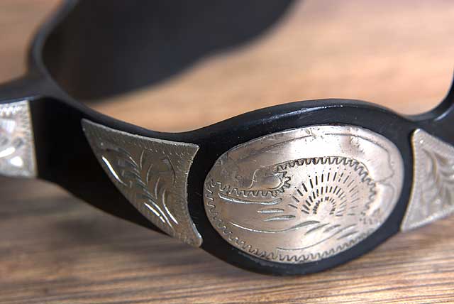 Hilason Western Black Steel Mens Engraved Horse Riding Show Spurs Pair