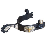Hilason Western Ladies Black Steel Steer Head Gs Trim Horse Riding Spurs Pair