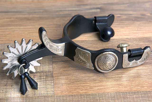 Hilason Western Black Steel Mens Gs Trim Horse Riding Spurs Pair 3" Width