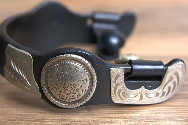 Hilason Western Black Steel Mens Gs Trim Horse Riding Spurs Pair 3" Width