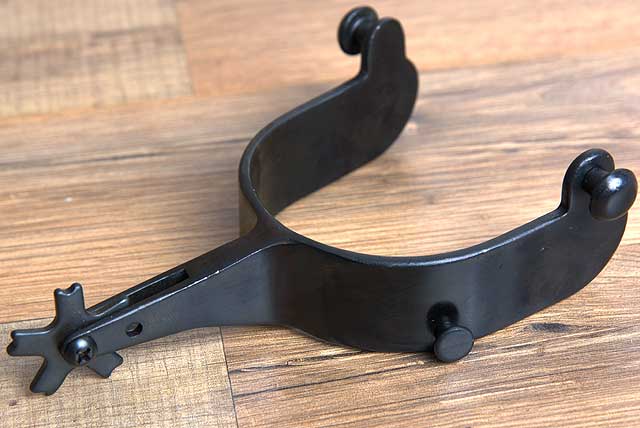 Hilason Western Black Steel Mens 15 Degree Bull Riding Spurs Pair