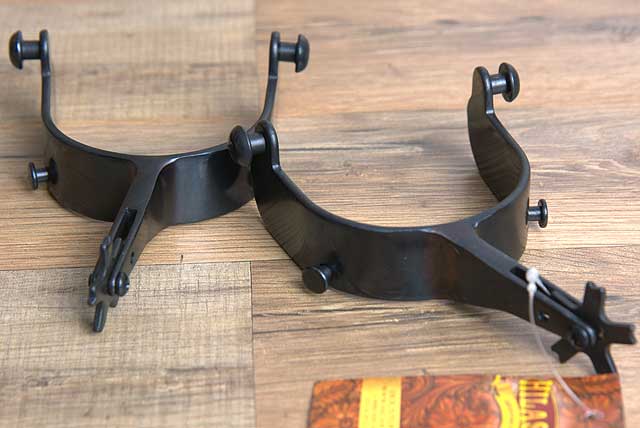 Hilason Western Black Steel Mens 15 Degree Bull Riding Spurs Pair
