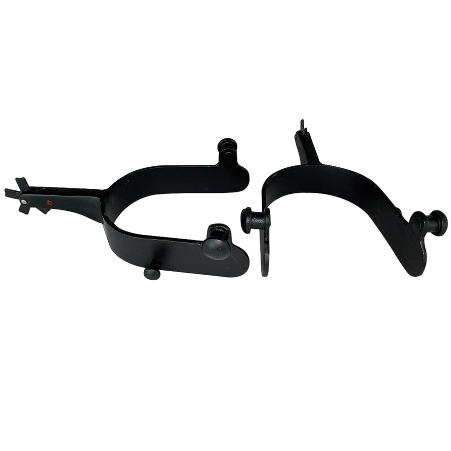 Hilason Western Black Steel Youth 15 Degree Bull Riding Spurs Pair - Uhorse