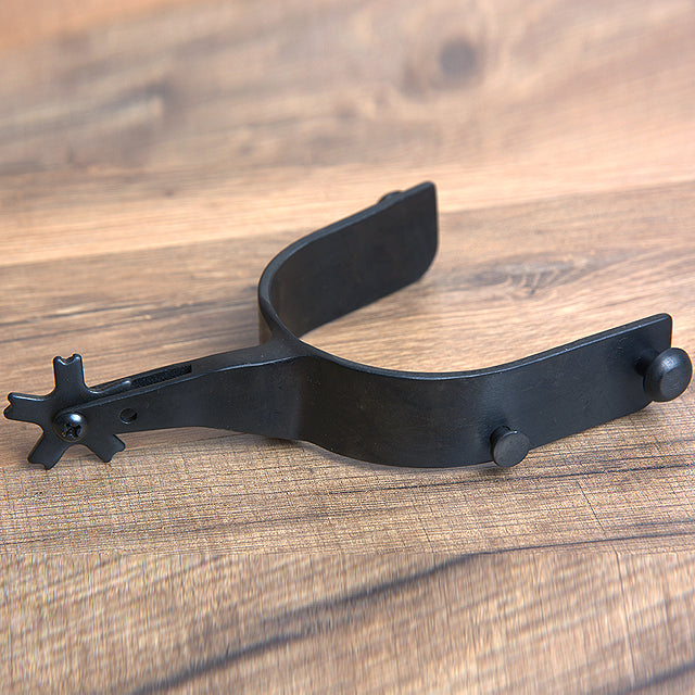 Hilason Western Black Steel Bull Riding Spurs Pair - Uhorse