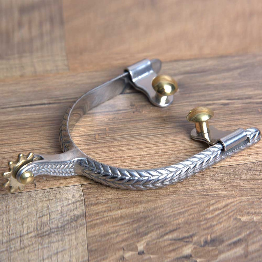 Hilason W. Mens Stainless Steel Rope Design H. Riding Spurs by Hilason – Cowboy and equestrian accessories