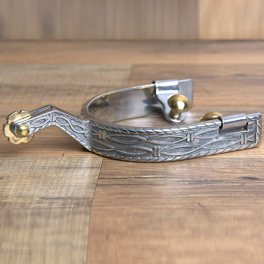 Hilason W. Stainless Steel Barbed Wire Design H. Riding Spurs Pair – by Hilason – Cowboy and equestrian accessories