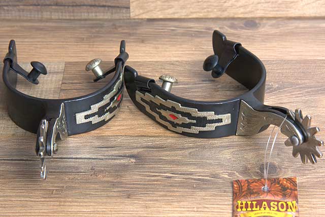Hilason Western Mens Black Steel Horse Riding Show Spurs Pair