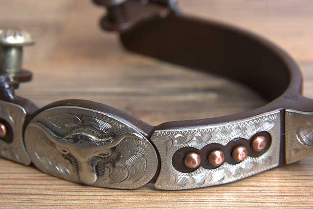 Hilason Western Mens Anitque Steer Head Horse Riding Show Spurs Pair