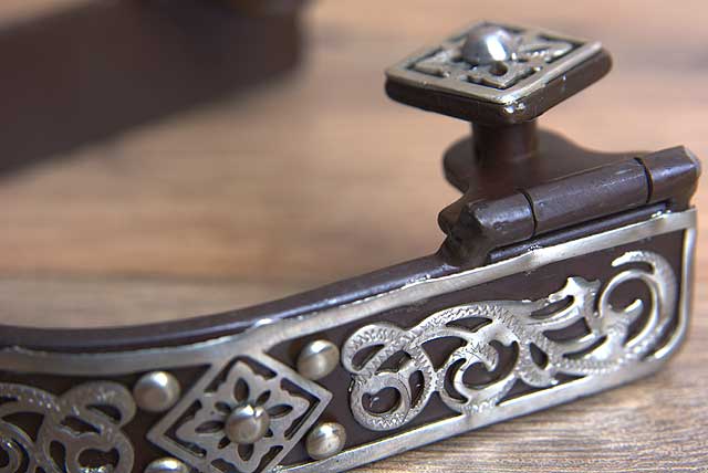 Hilason Western Mens Antique Brown Engraved Horse Riding Show Spurs Pair