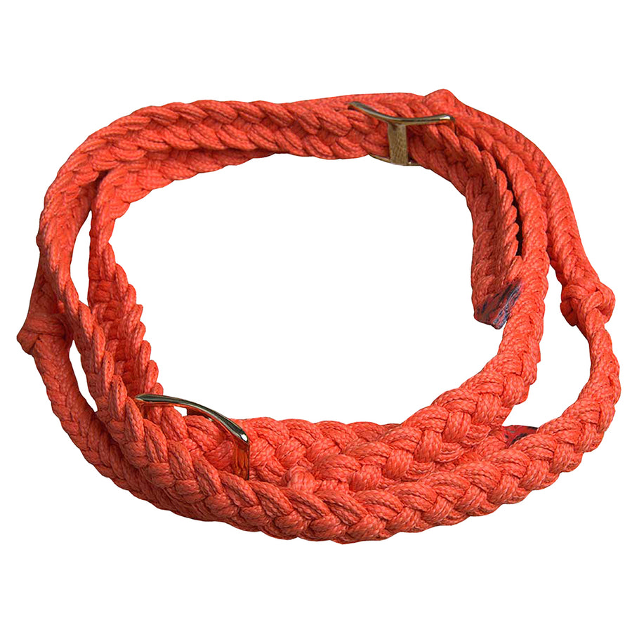 1 Inch X 6 Ft. Hilason W. Tk. H. Braided Poly Barrel Reins Orange – by Hilason – Cowboy and equestrian accessories