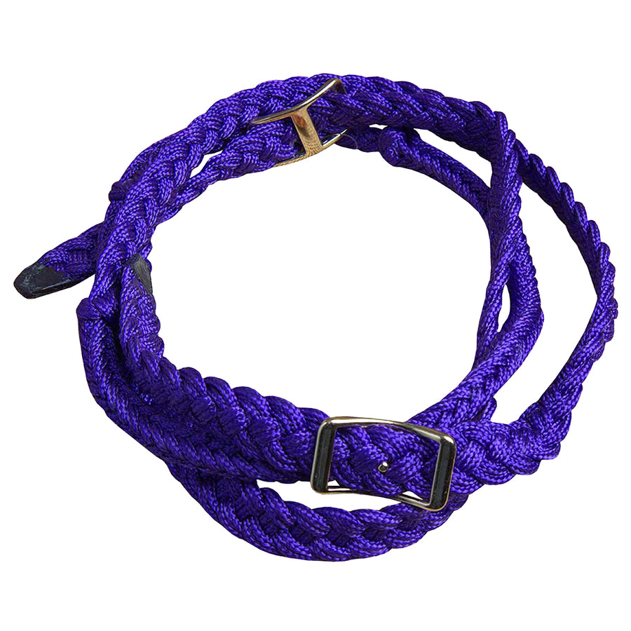 1 Inch X 6 Ft. Hilason W. Tk. H. Braided Poly Barrel Reins Purple – by Hilason – Cowboy and equestrian accessories