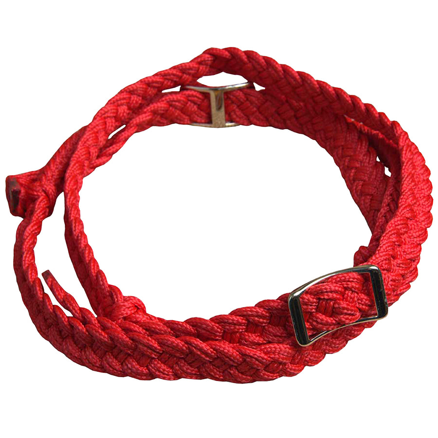 1 Inch X 6 Ft. Hilason W. Tk. H. Braided Poly Barrel Reins Red – by Hilason – Cowboy and equestrian accessories
