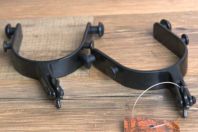 Hilason Western Black Steel Adult Angled Horse Riding Rodeo Spurs Pair