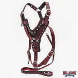Large Leather Dog Harness Mahogany Genuine With Matching Leash Hilason