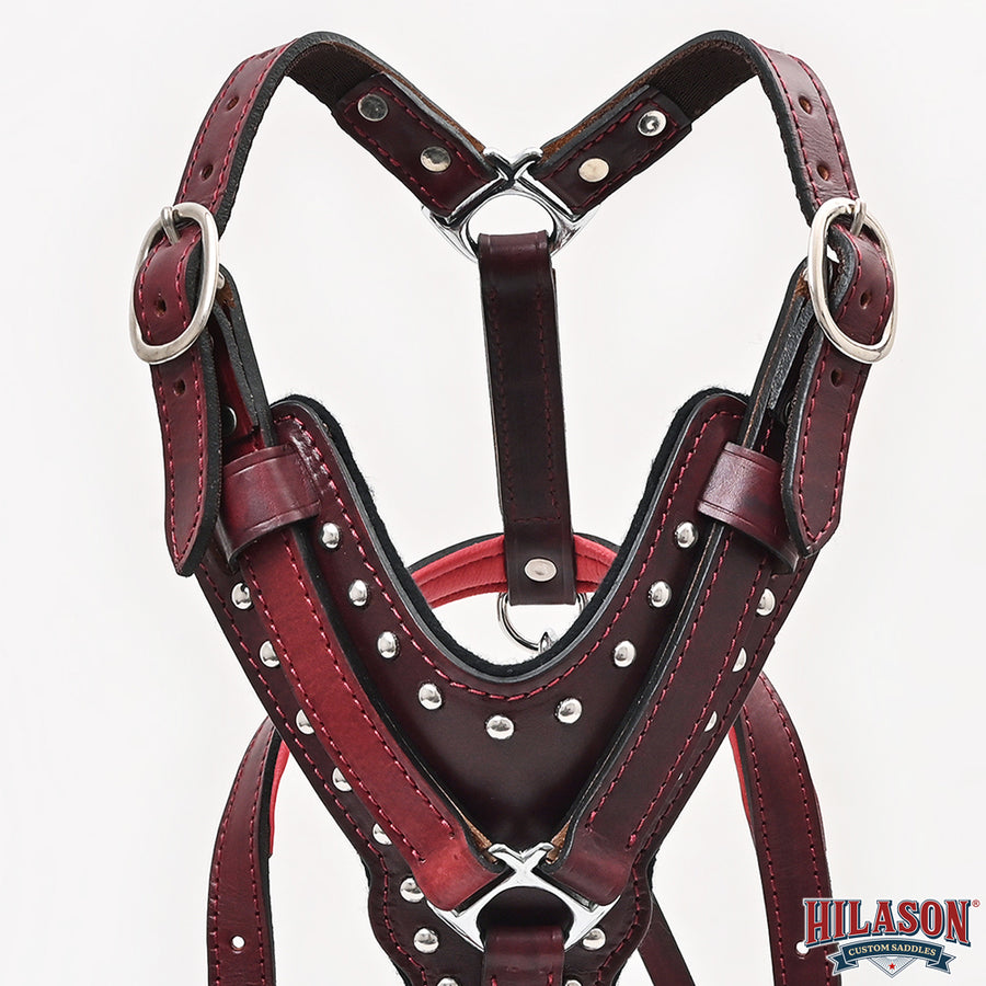 Large Leather Dog Harness Mahogany Genuine With Matching Leash Hilason